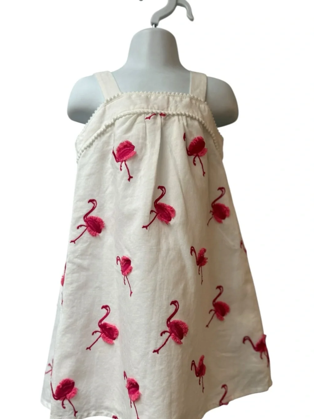 Girl's Janie and Jack White Pink Flamingo Dress  Size: 4